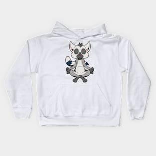 Kawaii lemur meditates with yoga Kids Hoodie